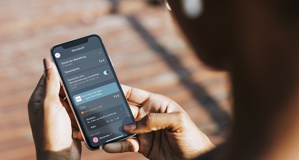 Bildschirm, der das Setzen einer Option in der SNCF Connect-App illustriert.